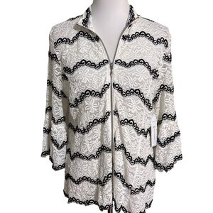 Erin London White Black Lace Blazer Unique Piece